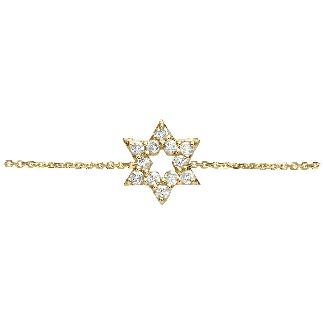 צמיד מגן דוד עדין משובץ יהלומים