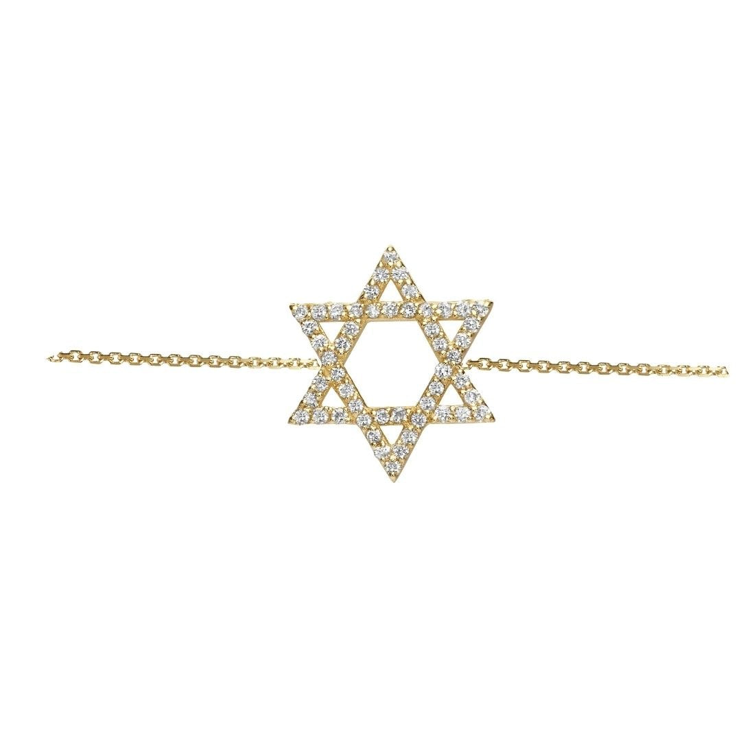 צמיד מגן דוד גדול משובץ